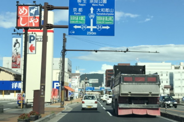 東、奈良公園方面に向けて直進