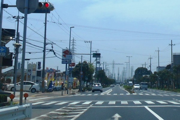 陸橋出口の信号を１００ｍほど直進していただくと左手に「福屋不動産販売」の緑の看板が見えます。