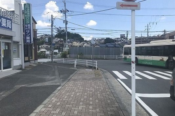 サン薬局の前の横断歩道を渡ります。